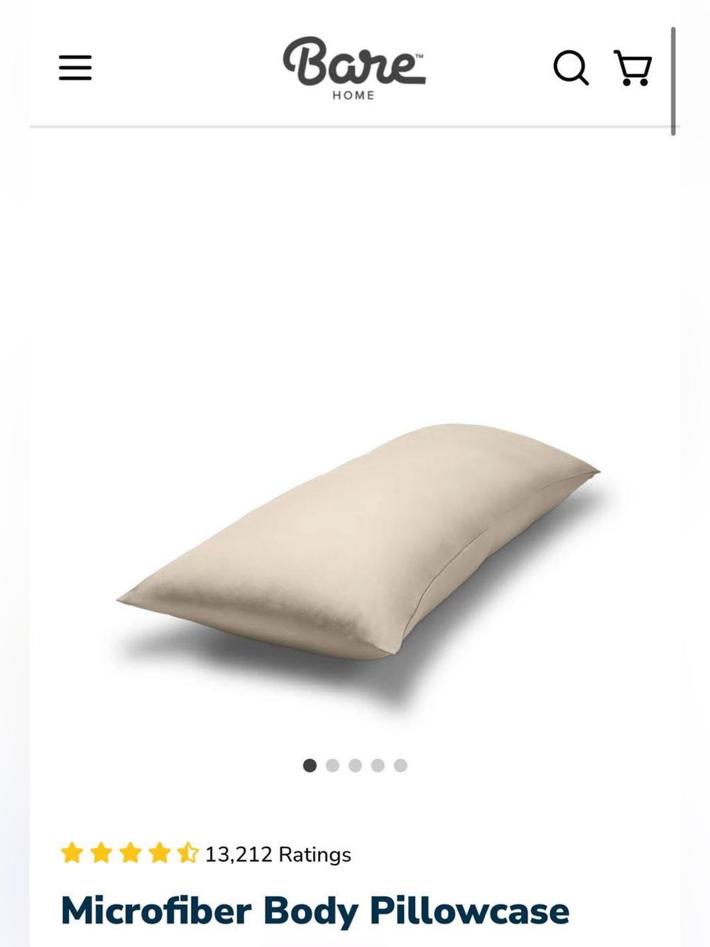 Microfiber Body Pillowcase in Beige